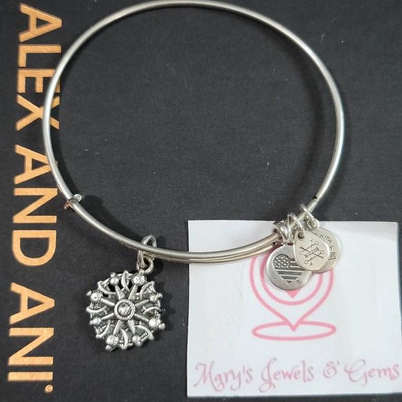 Alex and Ani Compass Symbol Charm Bangle Bracelet - Picture 1 of 3